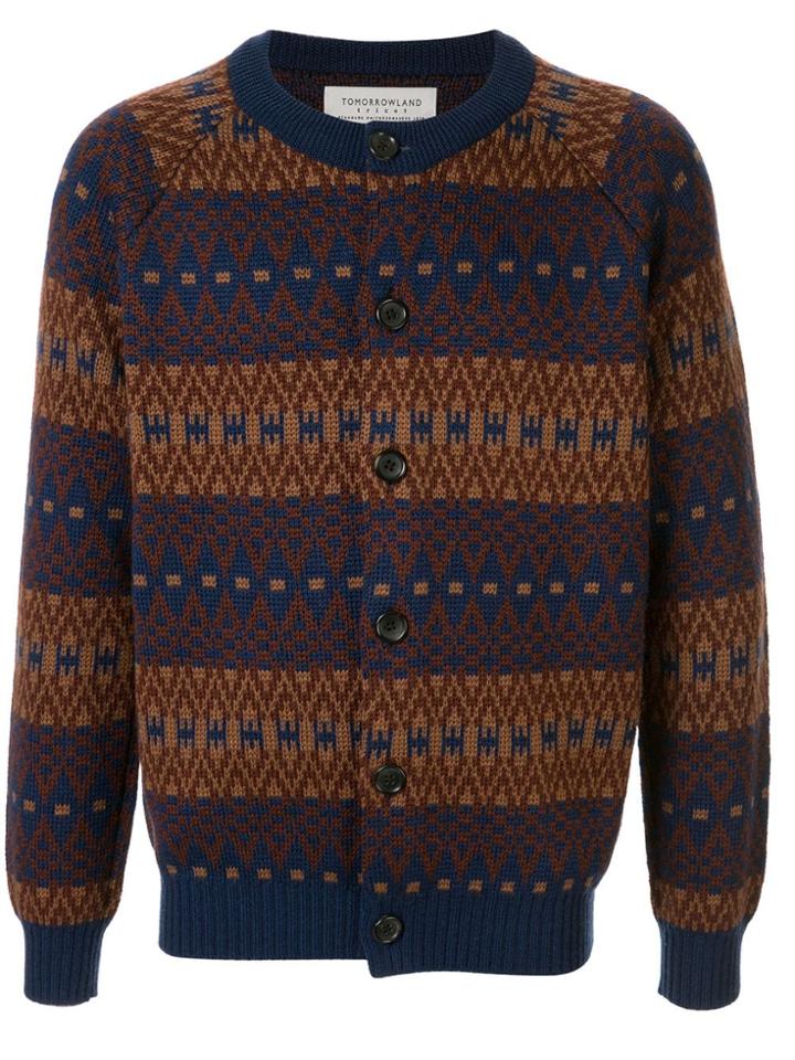 Tomorrowland Striped Knit Cardigan - Brown