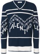 Valentino Logo Chevron Jumper - Blue