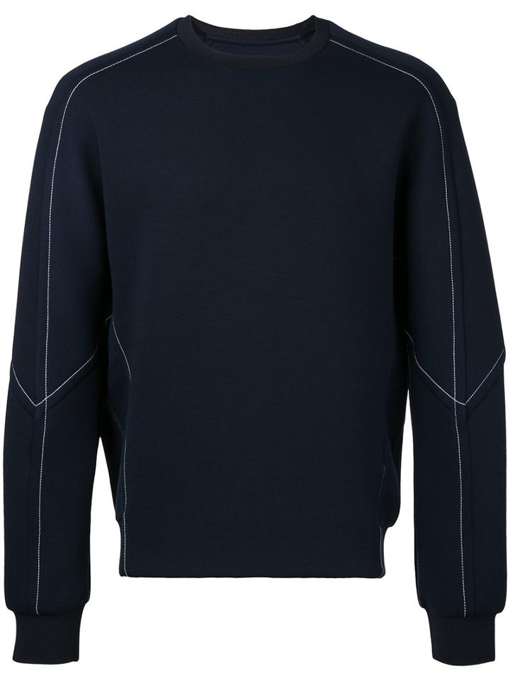 Wooyoungmi Contrast Sweatshirt, Men's, Size: 48, Blue, Polyester/polyurethane/rayon