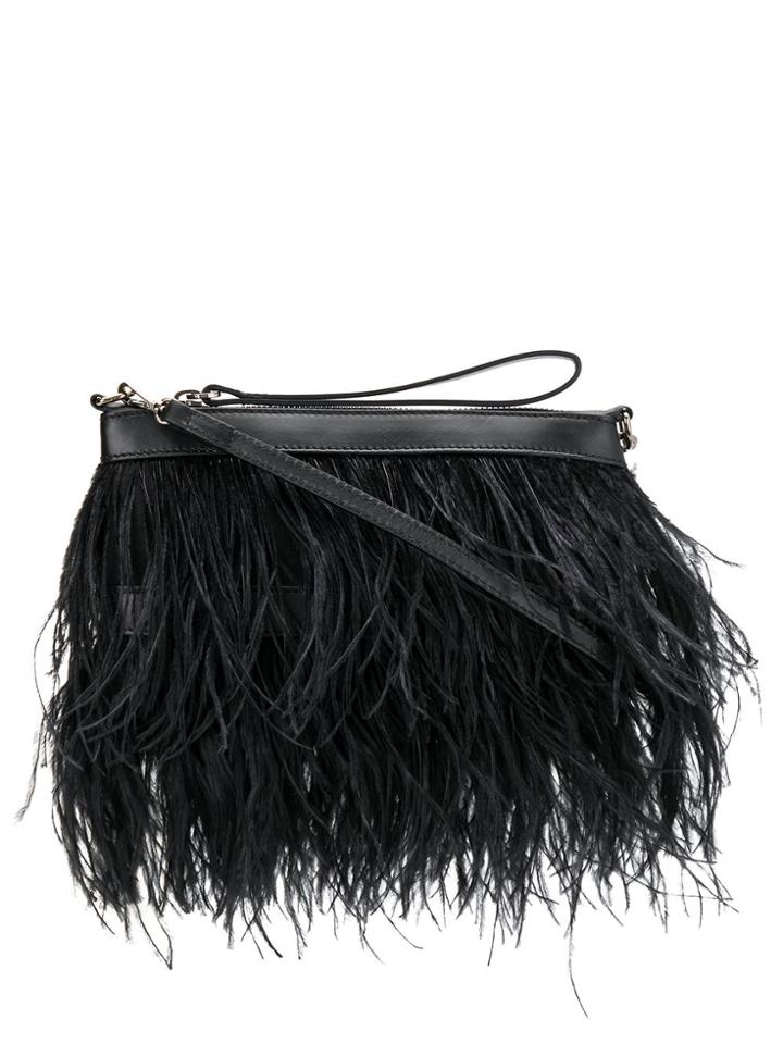P.a.r.o.s.h. Plumba Feather Clutch - Black