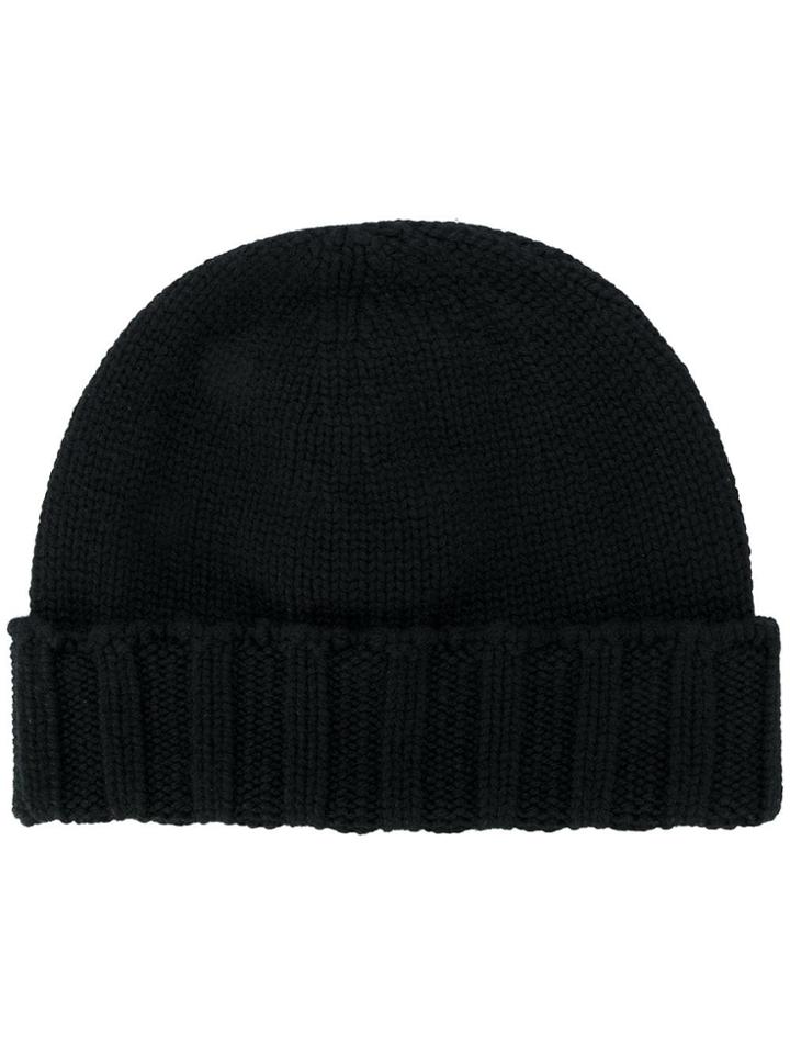 Drumohr Beanie With Ribbed Trim - Black