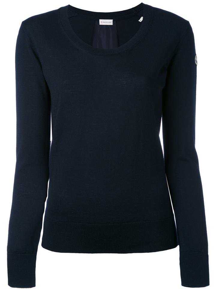 Moncler Round Neck Knitted Jumper - Blue