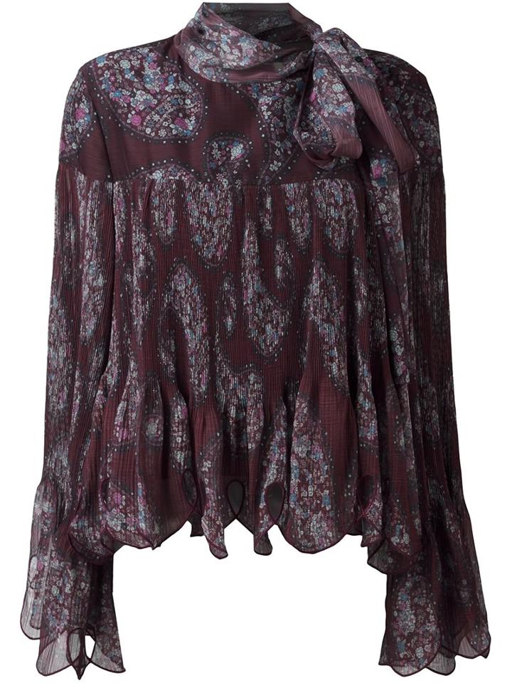 See By Chloé Paisley Print Scalloped Blouse, Women's, Size: 38, Brown, Cotton/polyester