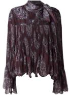 See By Chloé Paisley Print Scalloped Blouse, Women's, Size: 38, Brown, Cotton/polyester