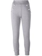 Boutique Moschino 'pearl' Buttons Track Pants, Women's, Size: 38, Grey, Cotton