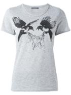 Alexander Mcqueen Bird Print T-shirt, Women's, Size: 42, Grey, Cotton