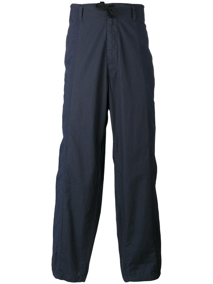 Yohji Yamamoto Cropped Wide-leg Chinos, Men's, Size: 3, Blue, Cotton