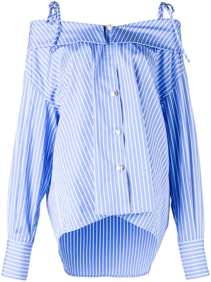 Msgm Off-the-shoulder Loose Shirt - Blue
