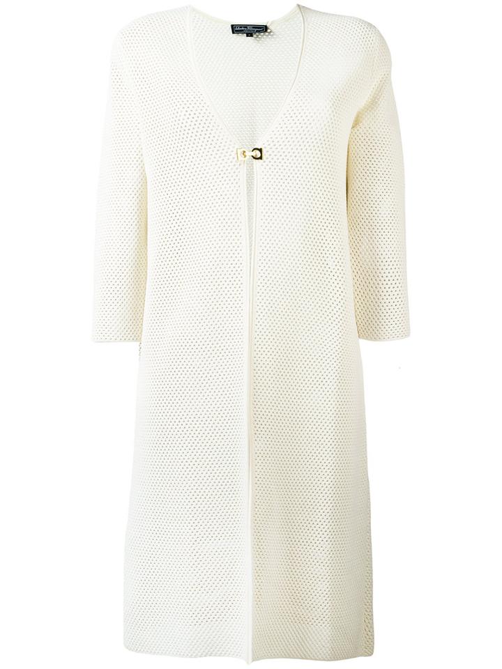 Salvatore Ferragamo - Gancini Fastening Lightweight Coat - Women - Polyester/viscose - M, Women's, Nude/neutrals, Polyester/viscose