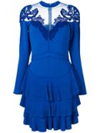 Elie Saab Pleated Ruffle Mini Dress - Blue