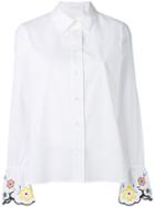 See By Chloé Embroidered Cuff Shirt, Women's, Size: 34, White, Cotton/polyester