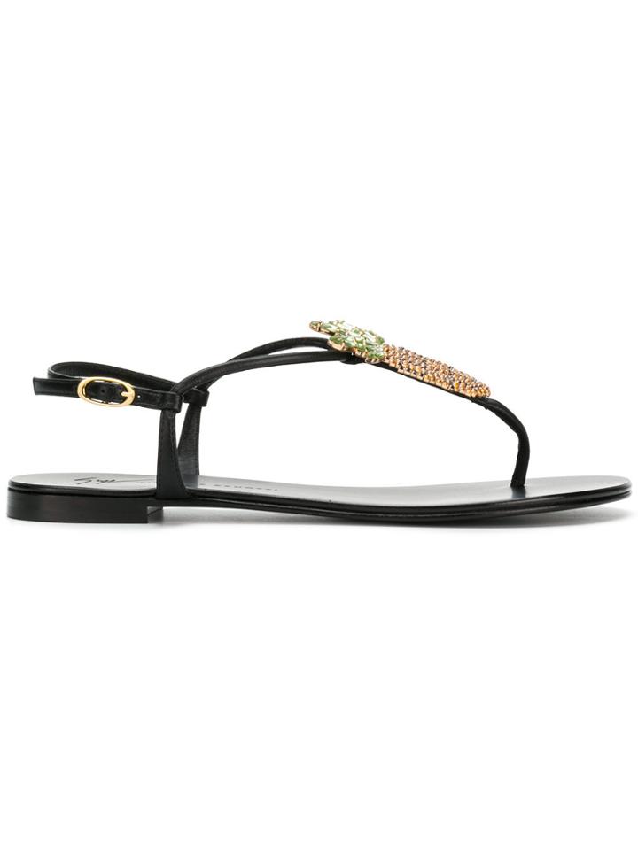 Giuseppe Zanotti Design Embellished Pineapple Sandals - Black