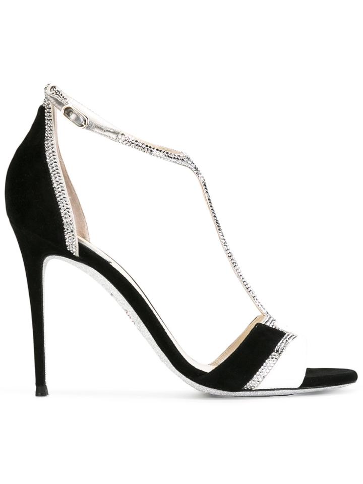 René Caovilla Studded Trim Sandals - Black