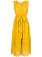 Ne Quittez Pas Broderie Anglaise Tie Waist Dress - Yellow & Orange