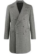 Tagliatore Houndstooth-print Double Breasted Coat - Black