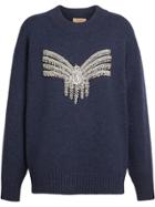 Burberry Crystal-embellished Merino Wool Sweater - Blue