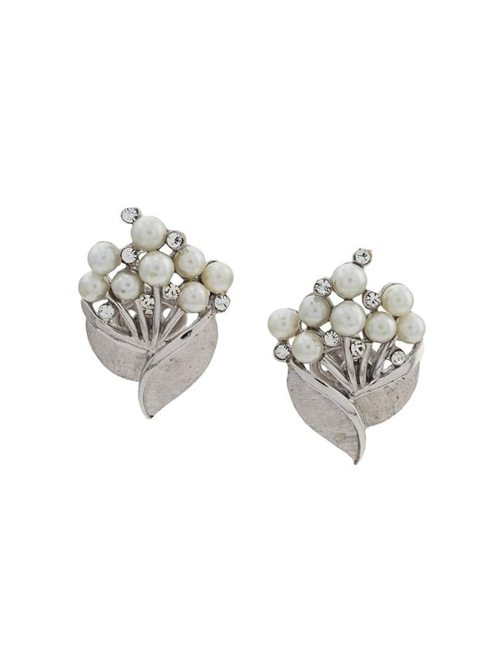 Susan Caplan Vintage 1960s Clip-on Earrings - Silver