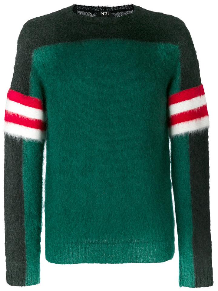 No21 - Colour Block Jumper - Men - Polyamide/mohair/wool - 50, Green, Polyamide/mohair/wool