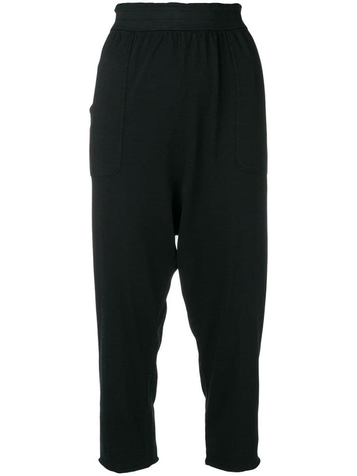 Raquel Allegra Drop Crotch Cropped Trousers - Black