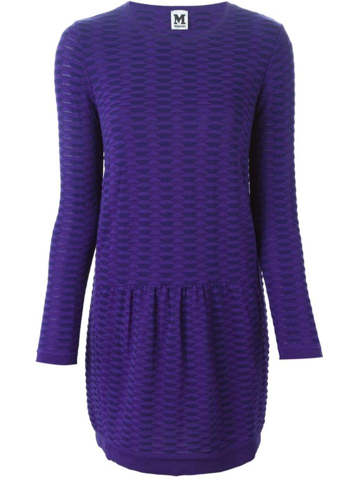 M Missoni Patterned Flared Dress, Women's, Size: 42, Pink/purple, Viscose/polyester/cotton/polyester