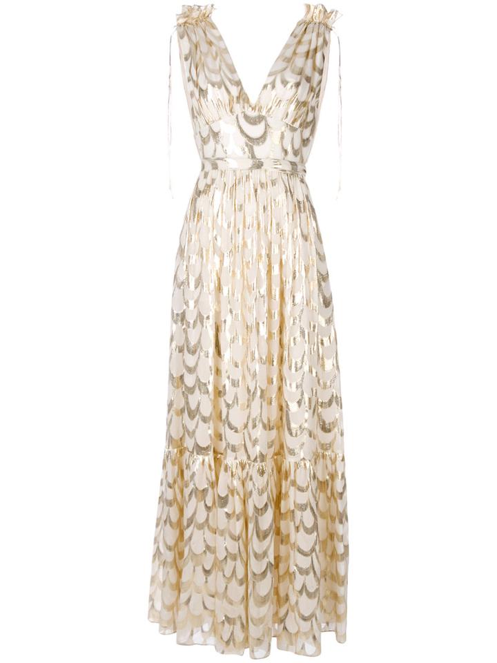 Temperley London - Rider V-neck Dress - Women - Silk - 16, Nude/neutrals, Silk