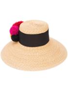Eugenia Kim Pompom Embellished Hat, Women's, Nude/neutrals, Straw