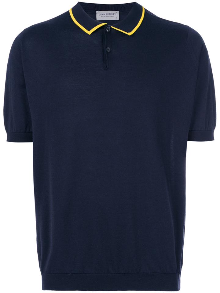 John Smedley Contrast-collar Polo Top - Blue