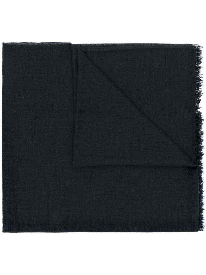 Destin Frayed Edge Plain Scarf - Black