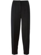 Alexander Mcqueen Cropped Trousers, Women's, Size: 44, Black, Cupro/virgin Wool