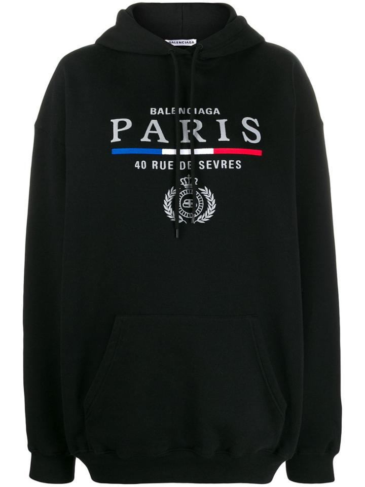 Balenciaga Embroidered Logo Sweatshirt - Black