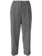 Dolce & Gabbana Tweed Cropped Trousers, Women's, Size: 40, Black, Cotton/polyester/wool