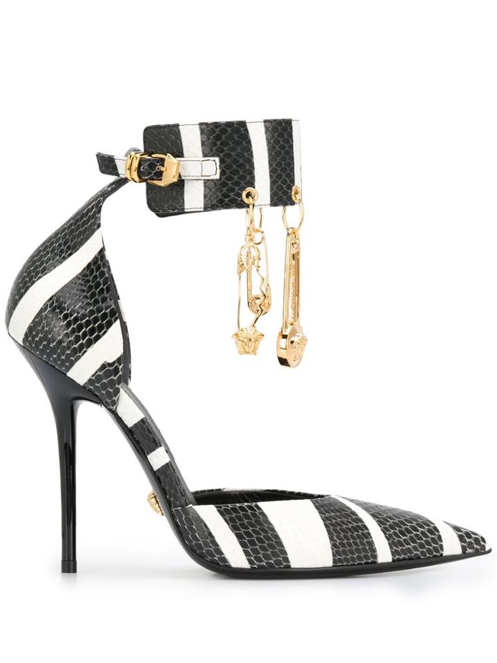 Versace Striped Safety Pin Pumps - Black