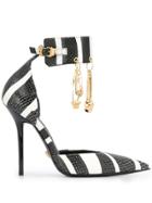 Versace Striped Safety Pin Pumps - Black