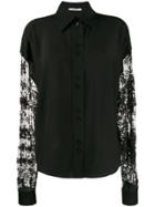 Givenchy Floral Lace Sleeves Button-up Shirt - Black