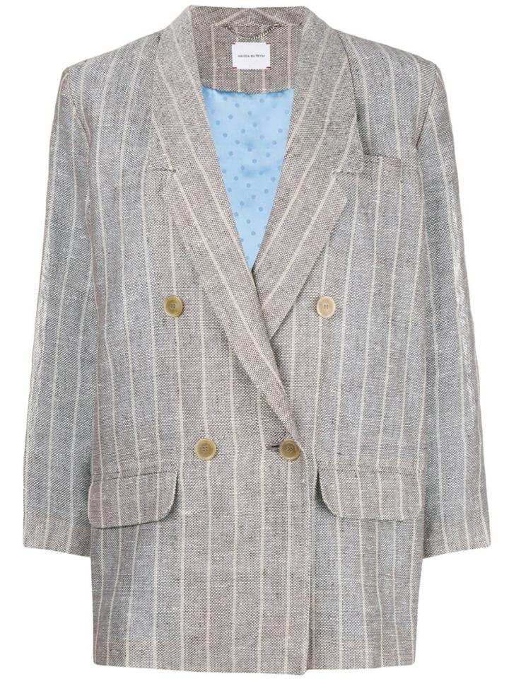 Magda Butrym Double Breasted Linen Blazer - Grey