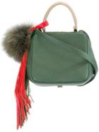 The Volon Pom Pom Detail Shoulder Bag, Women's, Green