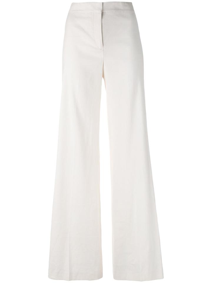 Theory - Flared Trousers - Women - Linen/flax/spandex/elastane/viscose - 4, White, Linen/flax/spandex/elastane/viscose