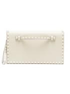Valentino Nude Rockstud Fold Over Leather Clutch - Nude & Neutrals