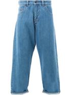 Craig Green Bleached Cropped Wide Leg Jeans - Blue