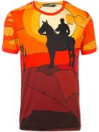 Dolce & Gabbana Western Print T-shirt, Men's, Size: 50, Red, Cotton