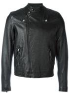 Saint Laurent Band Collar Jacket, Men's, Size: 52, Black, Leather/cupro/cotton