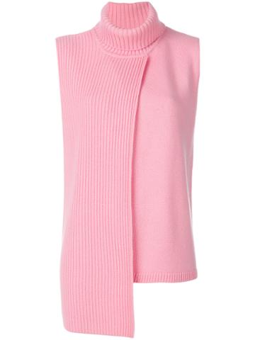 Cashmere In Love Tania Turtleneck Sleeveless Top - Pink & Purple