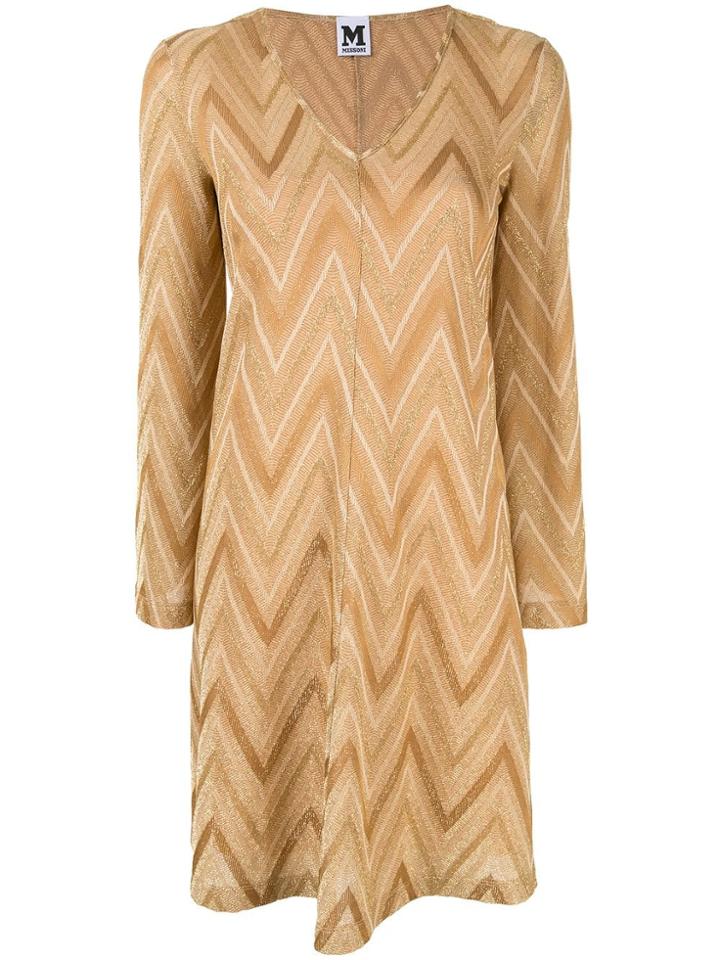 M Missoni Zigzag Pattern Dress - Gold