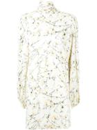 Alexander Mcqueen Floral Print Mini Dress, Women's, Size: 46, White, Silk