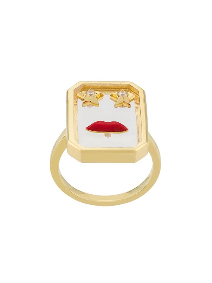 Eshvi Enamelled Ring - Gold