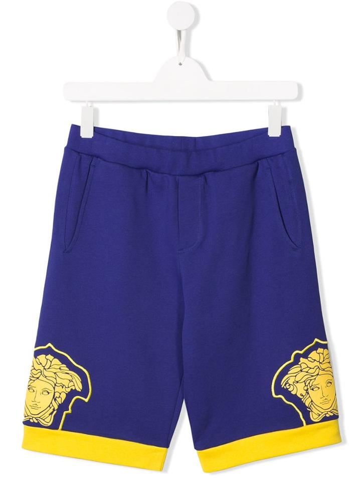 Young Versace Medusa Print Shorts - Blue