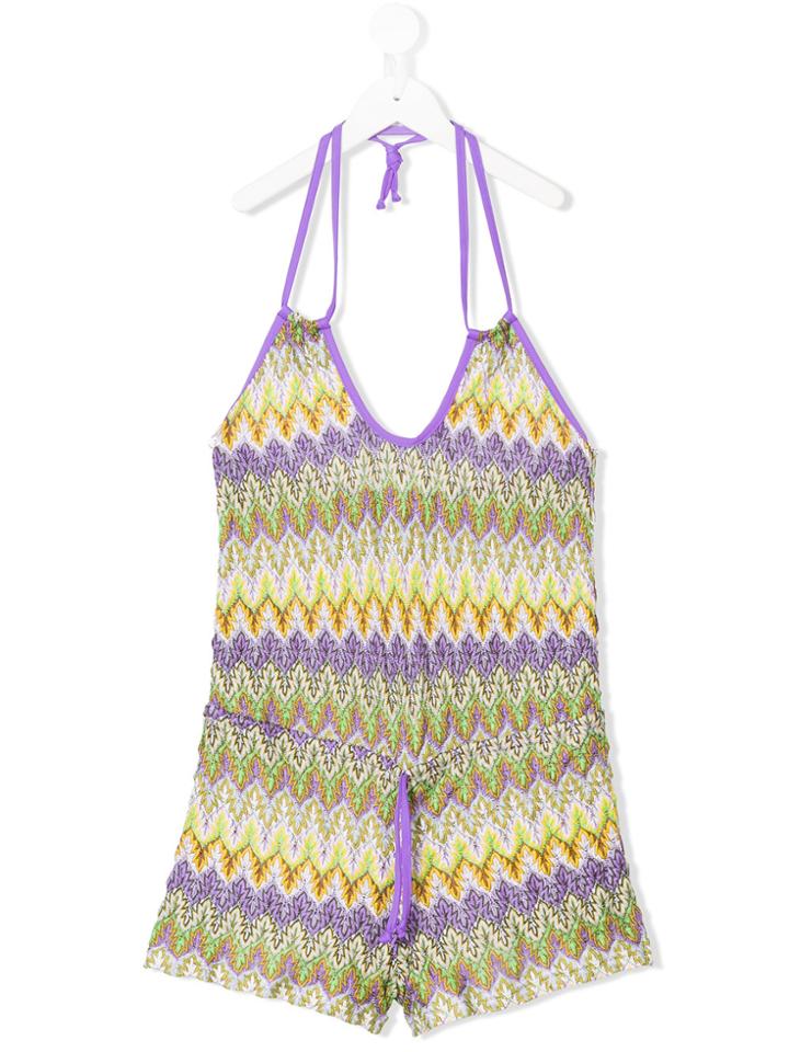 Mc2 Saint Barth Kids Teen Zigzag Playsuit - Multicolour