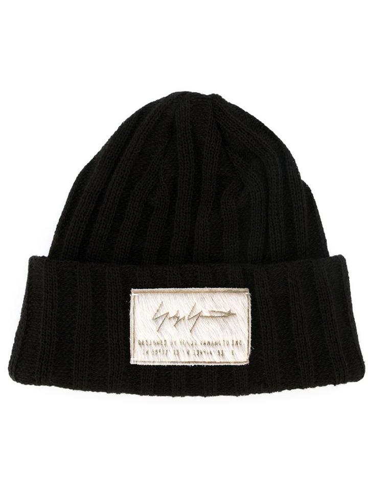 Yohji Yamamoto Logo Ribbed Beanie, Men's, Size: Medium, Grey, Acrylic/nylon/wool