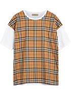 Burberry Vintage Check Panel Cotton T-shirt - White