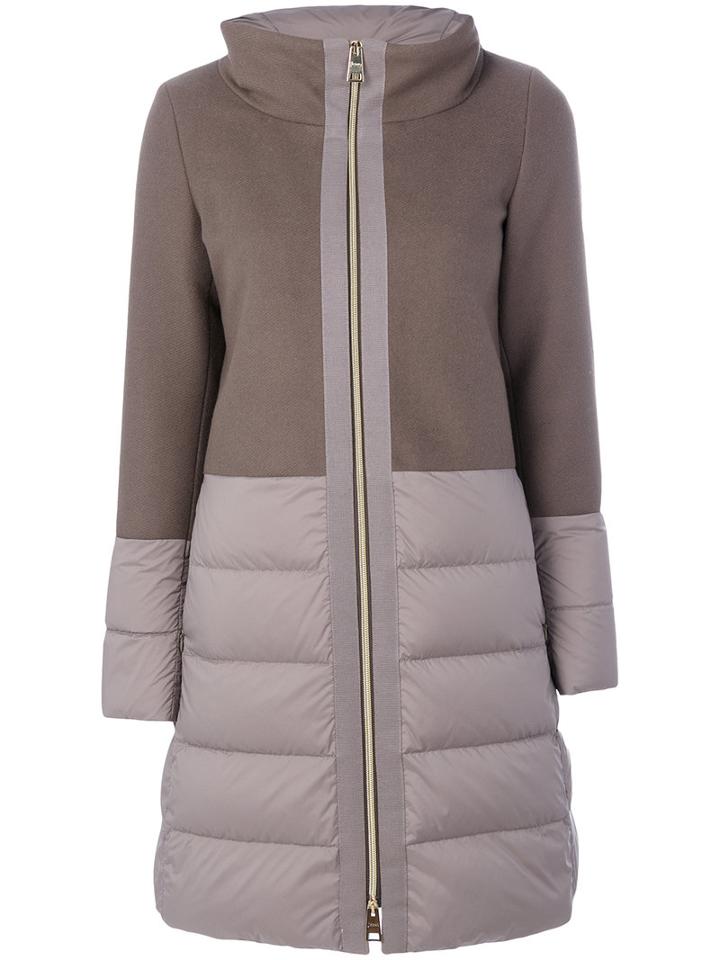 Herno - Hooded Puffer Jacket - Women - Feather Down/polyamide/wool/goose Down - 40, Nude/neutrals, Feather Down/polyamide/wool/goose Down